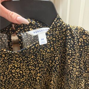 POPSUGAR Black and Tan leopard Patterned Dress